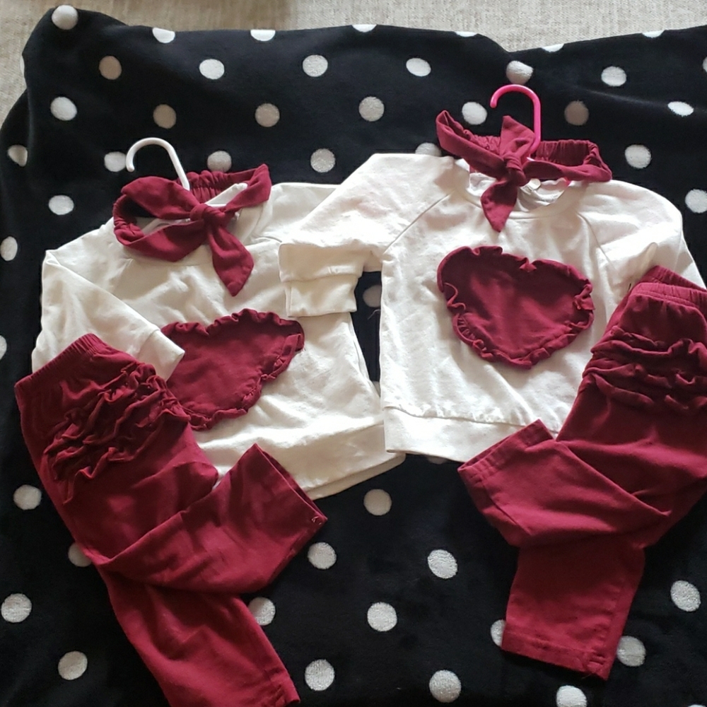2 Girls sweetheart outfit- great for twins!